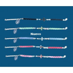 Mod.756 Pulsera cordón Cruz cristal colores surtidos