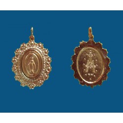 Medalla grande ovalada oro brillo imagen en oro mate. Mod.1003