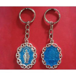 Mod.105 Llavero rosario con baño plata brillo y esmaltado dos caras