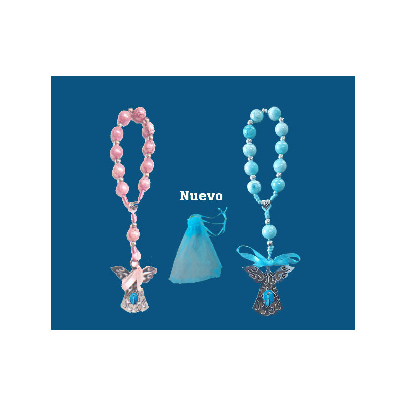 [77777] Mod.758 Decena Azul o Rosa con Ángel y saco V. Milagrosa.(16cm)