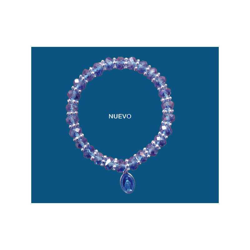 [77777] Mod.732 Pulsera Cristal Azul con Medalla V. Milagrosa
