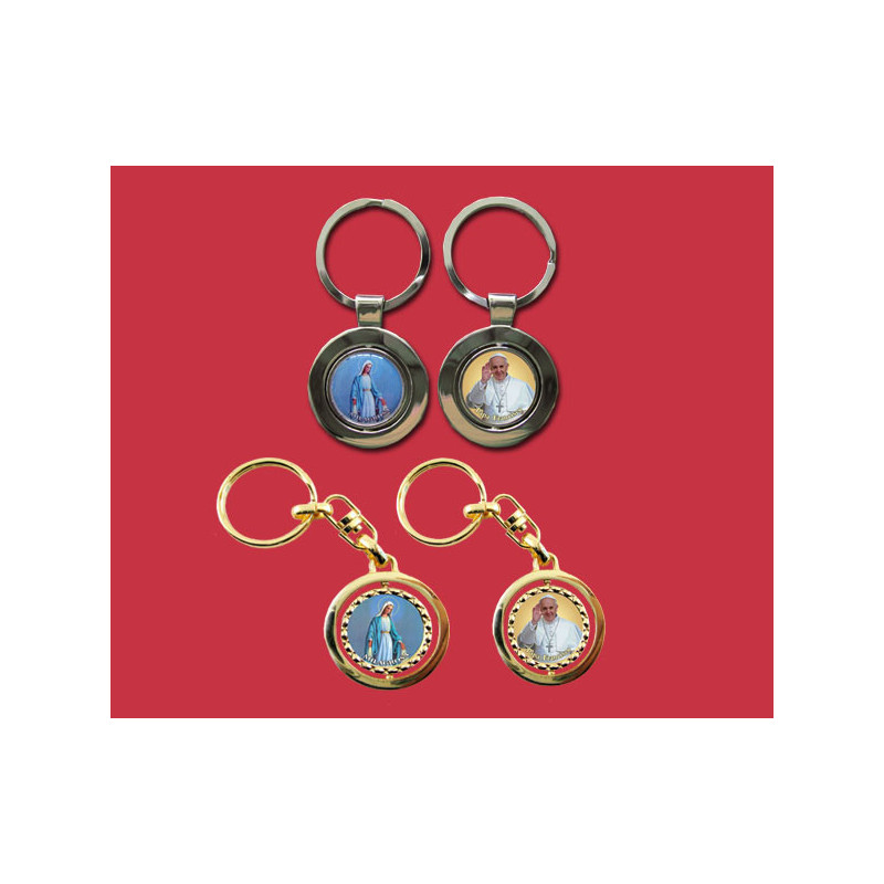 [77777] Mod.126 Llavero giratorio niquelado Papa y V. Milagrosa.(33mm)
