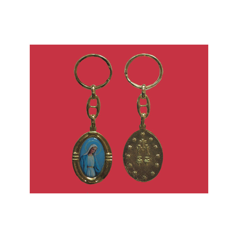 [77777] Mod.119 Llavero ovalado con baño oro con foto V. Milagrosa.(45mm)