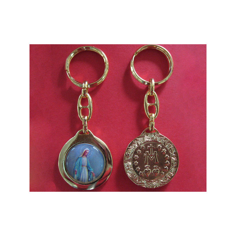 [77777] Mod.109 Llavero oro brillo con fotografía esmaltado con reverso.(38mm)