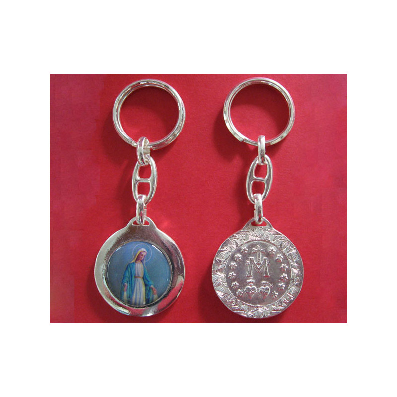 [77777] Mod.108 Llavero plata brillo con fotografía esmaltado con reverso.(38mm)