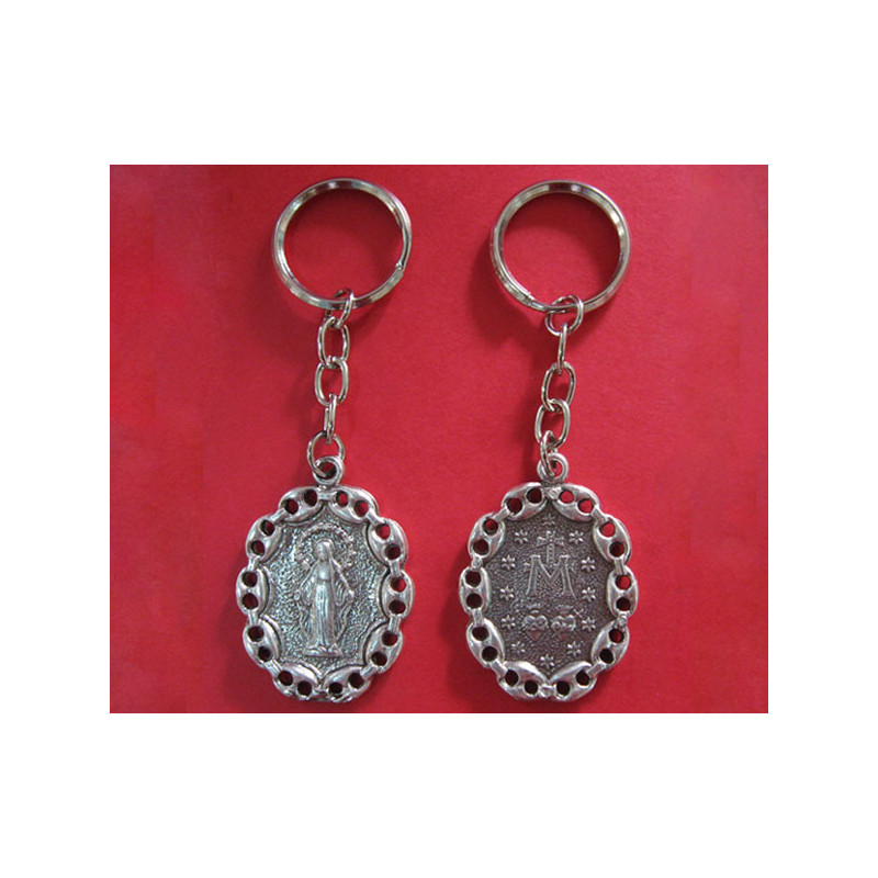 [77777] Mod.104 Llavero rosario con baño de plata vieja.(47mm)