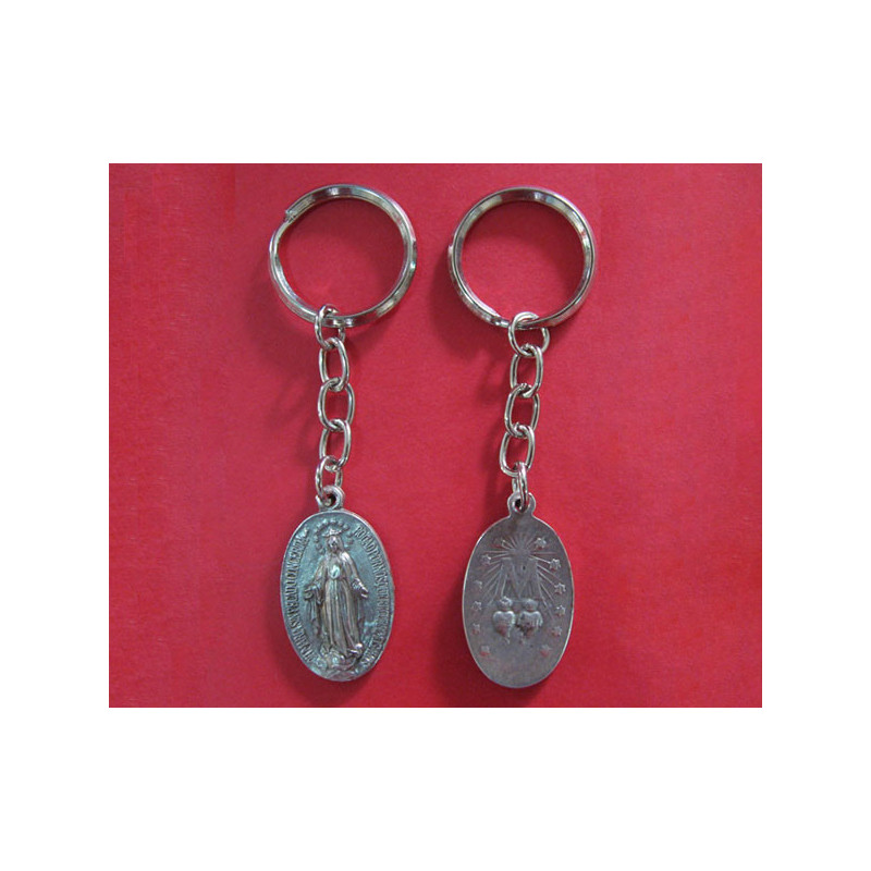 [77777] Mod.101 Llavero liso con baño de plata vieja.(37mm)