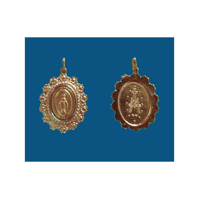 Medalla grande ovalada oro brillo imagen en oro mate.(35mm) Mod.1003